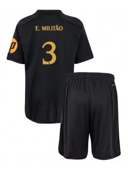 Real Madrid Eder Militao #3 Ausweichtrikot für Kinder 2023-24 Kurzarm (+ Kurze Hosen)